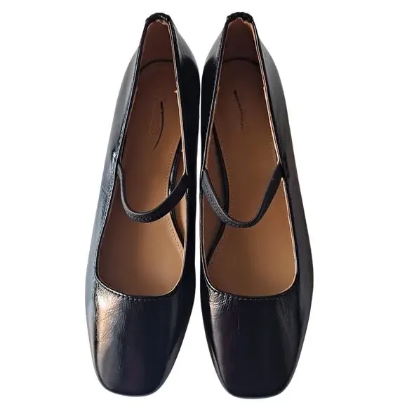NWOB Madewell Greta Leather Square Toe Mary Jane Pumps True Black Womens Size 8 - Picture 2 of 15